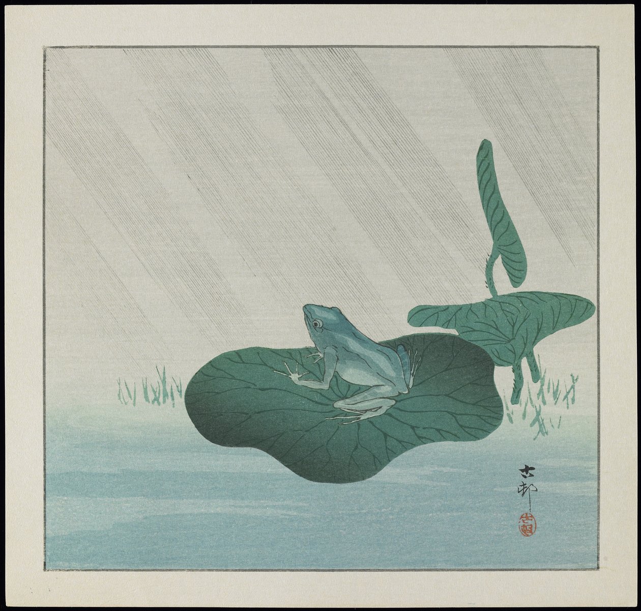 Grenouille sous la pluie, avant 1912 - Ohara Koson