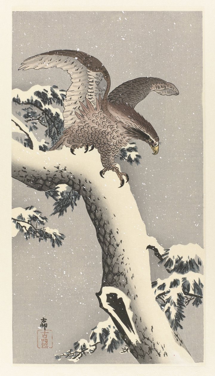Aigle sur un pin enneigé - Ohara Koson