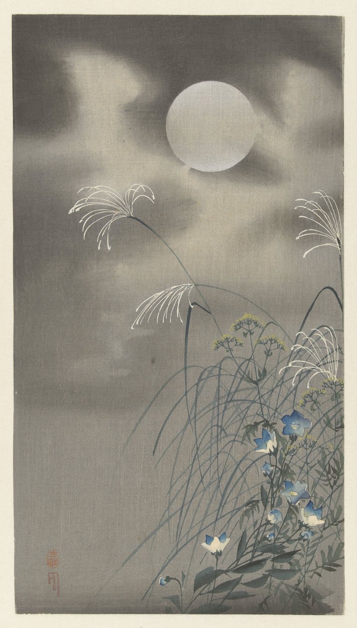 Herbes et fleurs sous la pleine lune - Ohara Koson