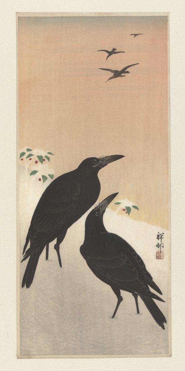 Corbeaux dans la neige - Ohara Koson