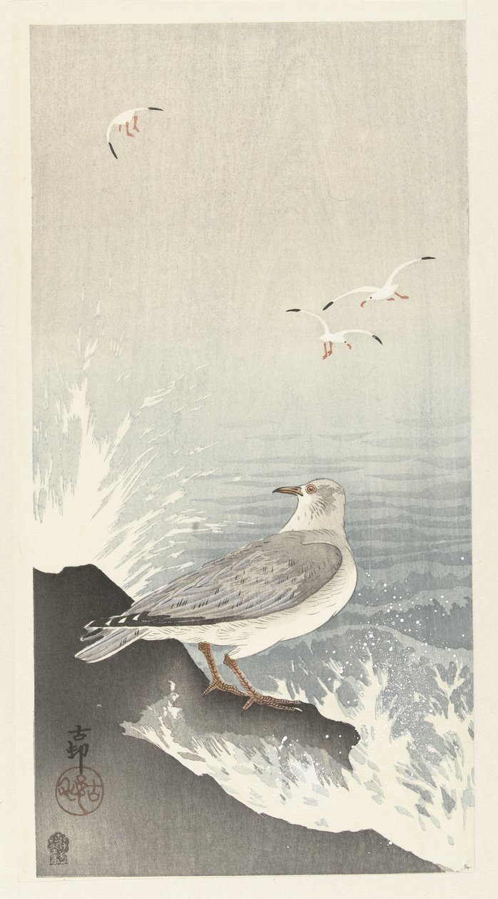 Mouette sur un rocher - Ohara Koson