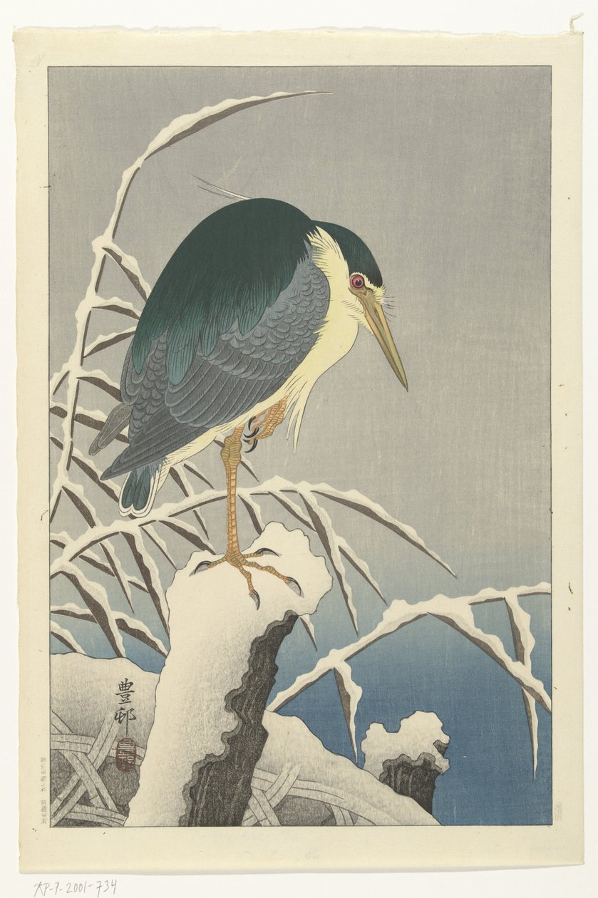 Héron dans la neige - Ohara Koson