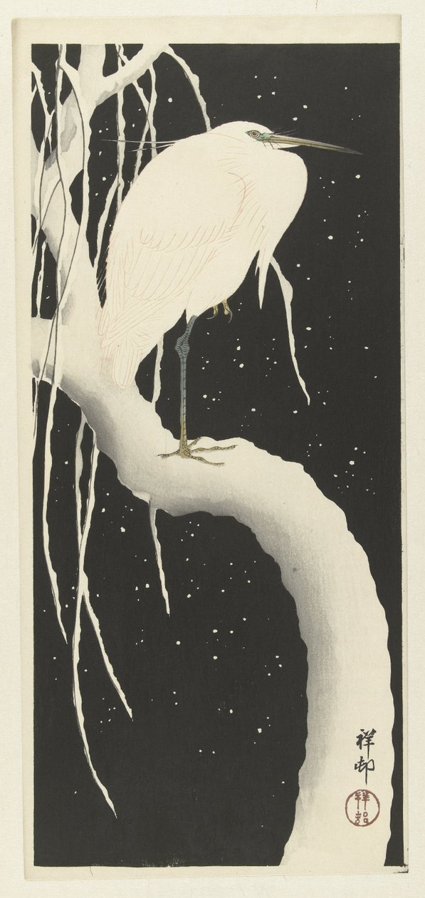 Héron dans la neige - Ohara Koson