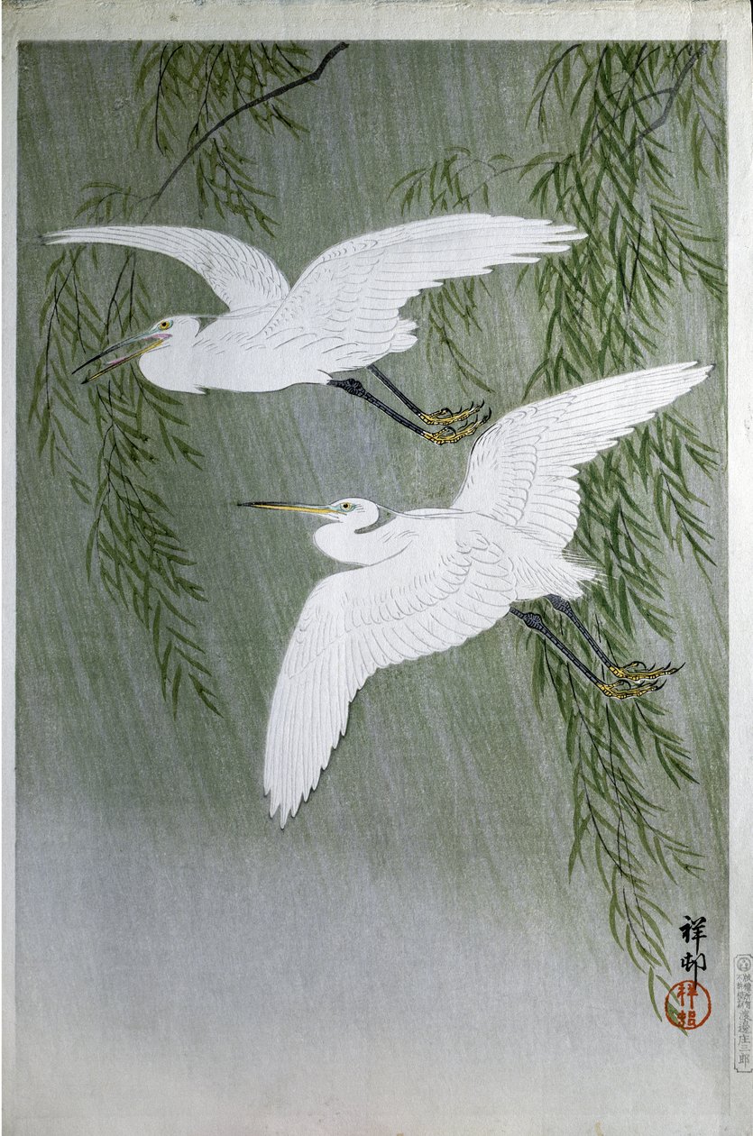 Deux hérons volant librement, 1907 - Ohara Koson