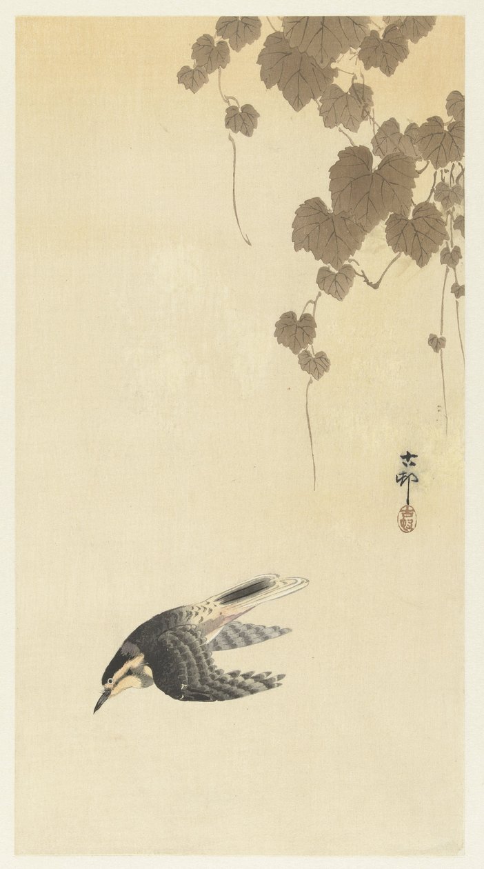 Oiseau en vol descendant - Ohara Koson