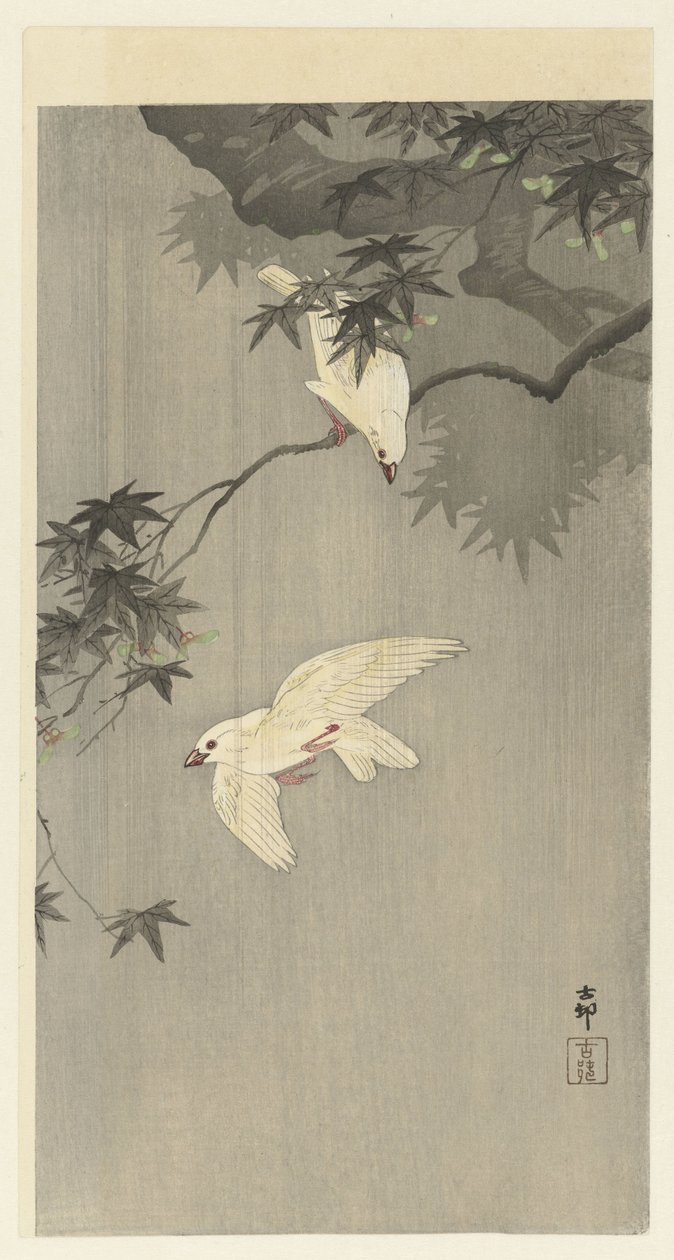 Oiseaux sous la pluie - Ohara Koson