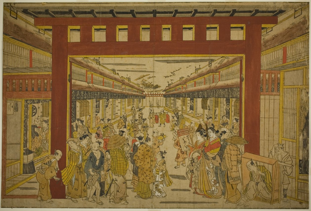 Nakanocho dans le Yoshiwara - Okumura Masanobu