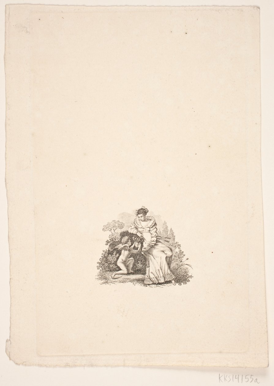 Dame assise et Cupidon - Oluf Olufsen Bagge