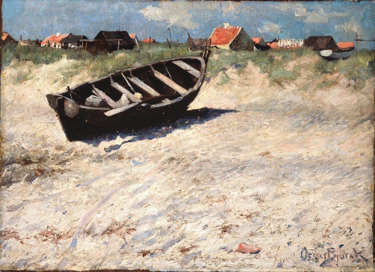Bateau à la plage sud de Skagen - Oscar Gustaf Bjorck