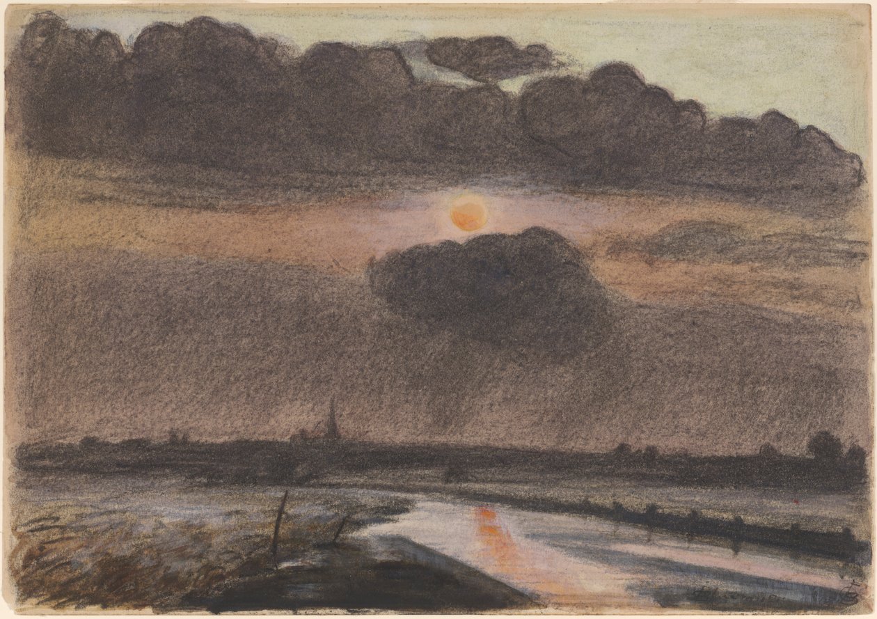 Coucher de soleil sur la rivière - Oscar Bluemner