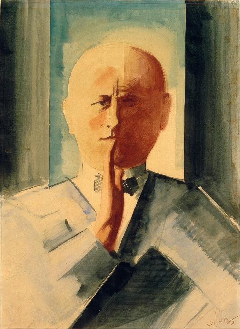 Autoportrait avec la main levée - Oskar Schlemmer
