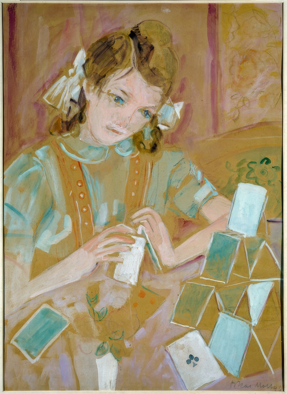Enfant avec un château de cartes - Oskar Moll