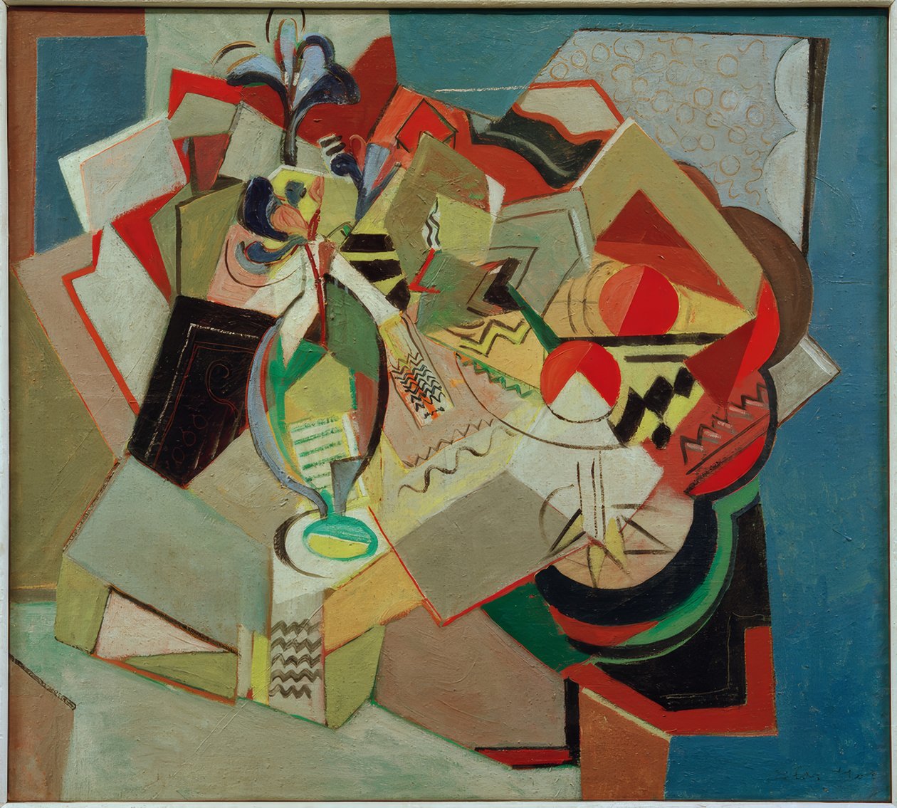 Composition avec iris et oranges - Oskar Moll