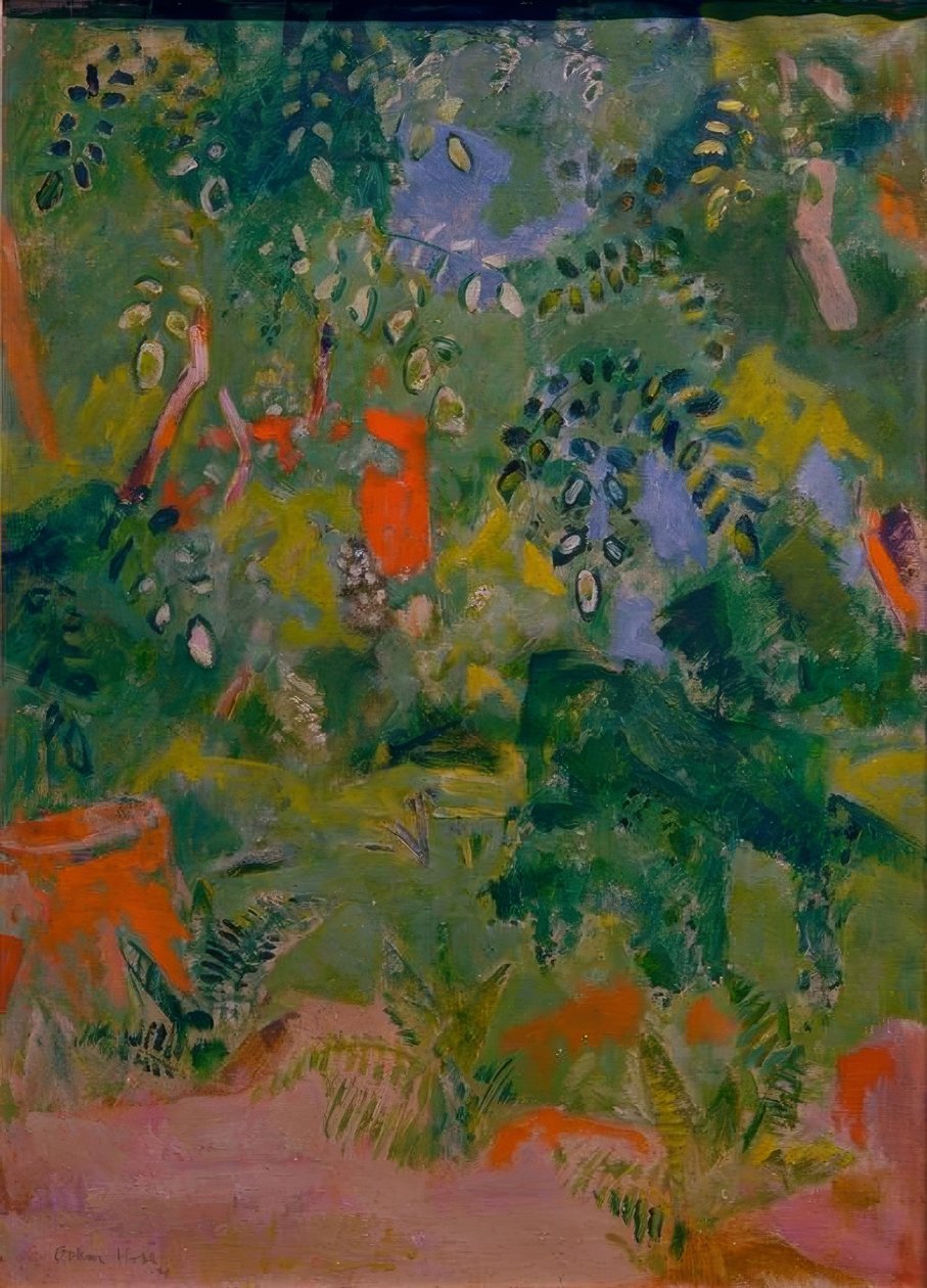 Maison rouge dans la verdure - Oskar Moll