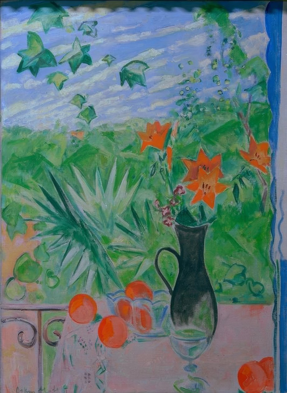 Vase noir avec nuages en mouvement - Oskar Moll