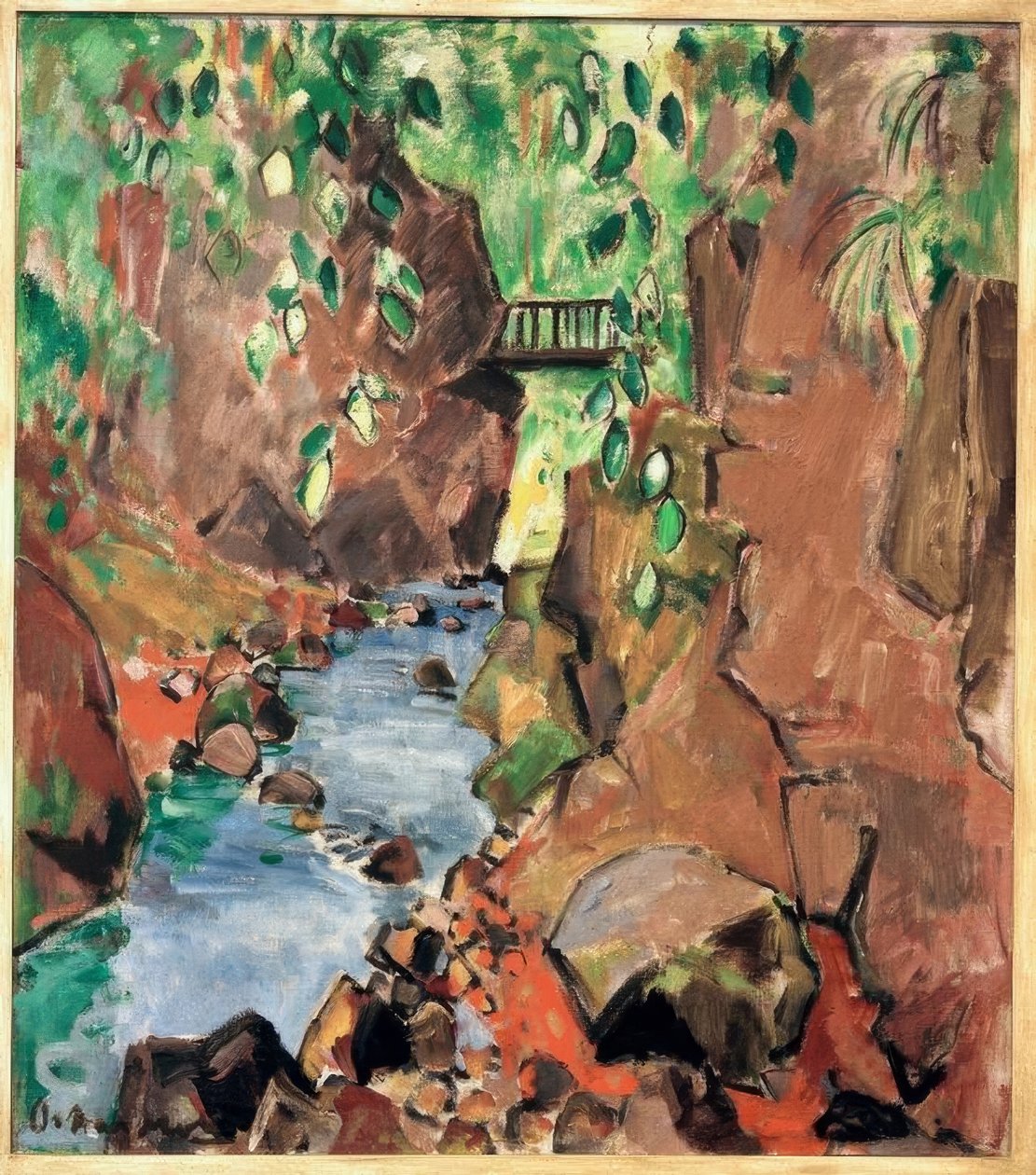 Chute de Wölfels avec pont - Oskar Moll