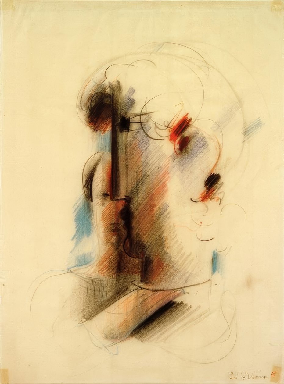 Grande tête vers la gauche et petite tête - Oskar Schlemmer