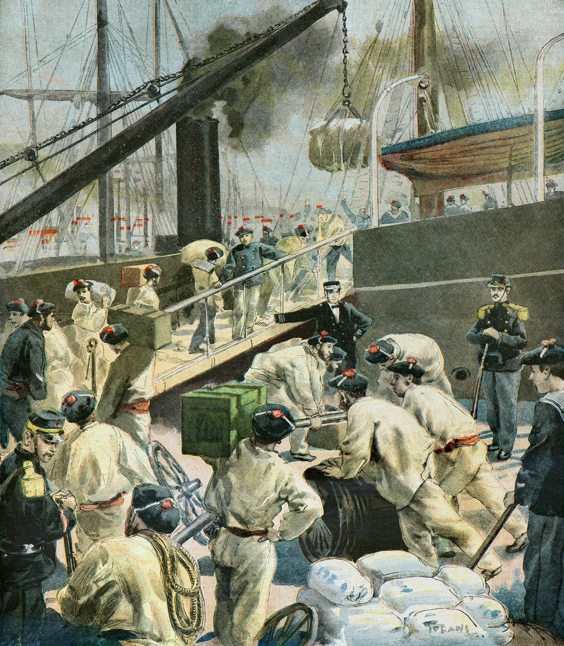 Embarquement de troupes françaises - Oswaldo Tofani