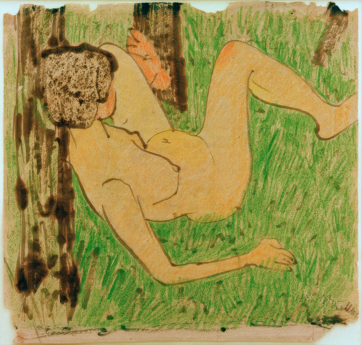 Jeune fille nue reposant - Otto Mueller