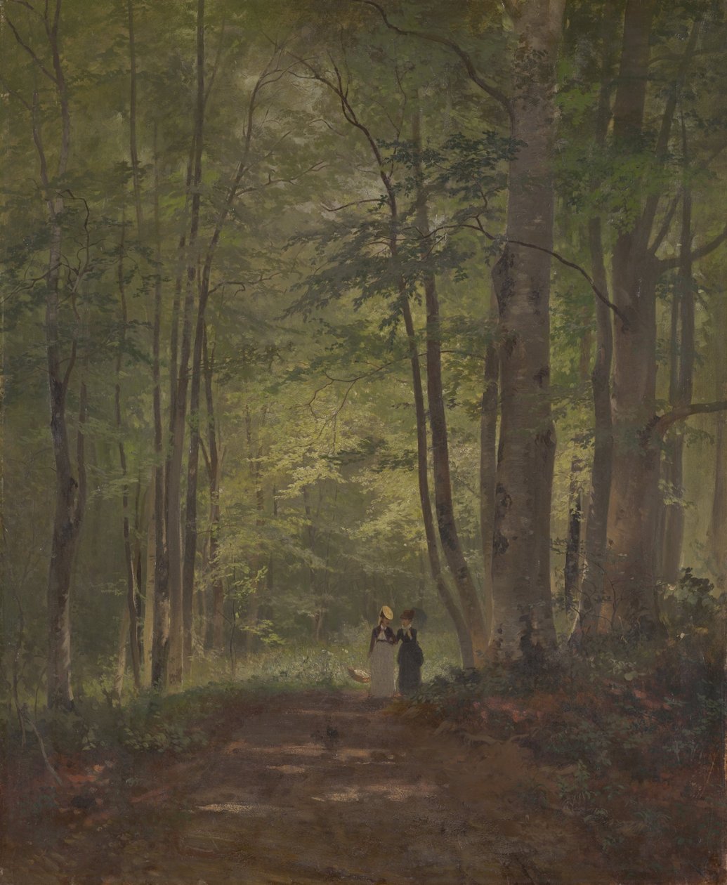 Intérieur de forêt avec personnages - Otto Seitz