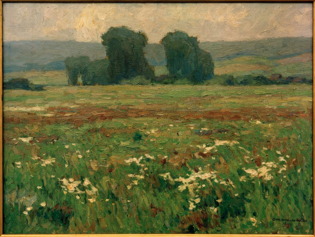 Peupliers dans un pré fleuri - Otto Ubbelohde
