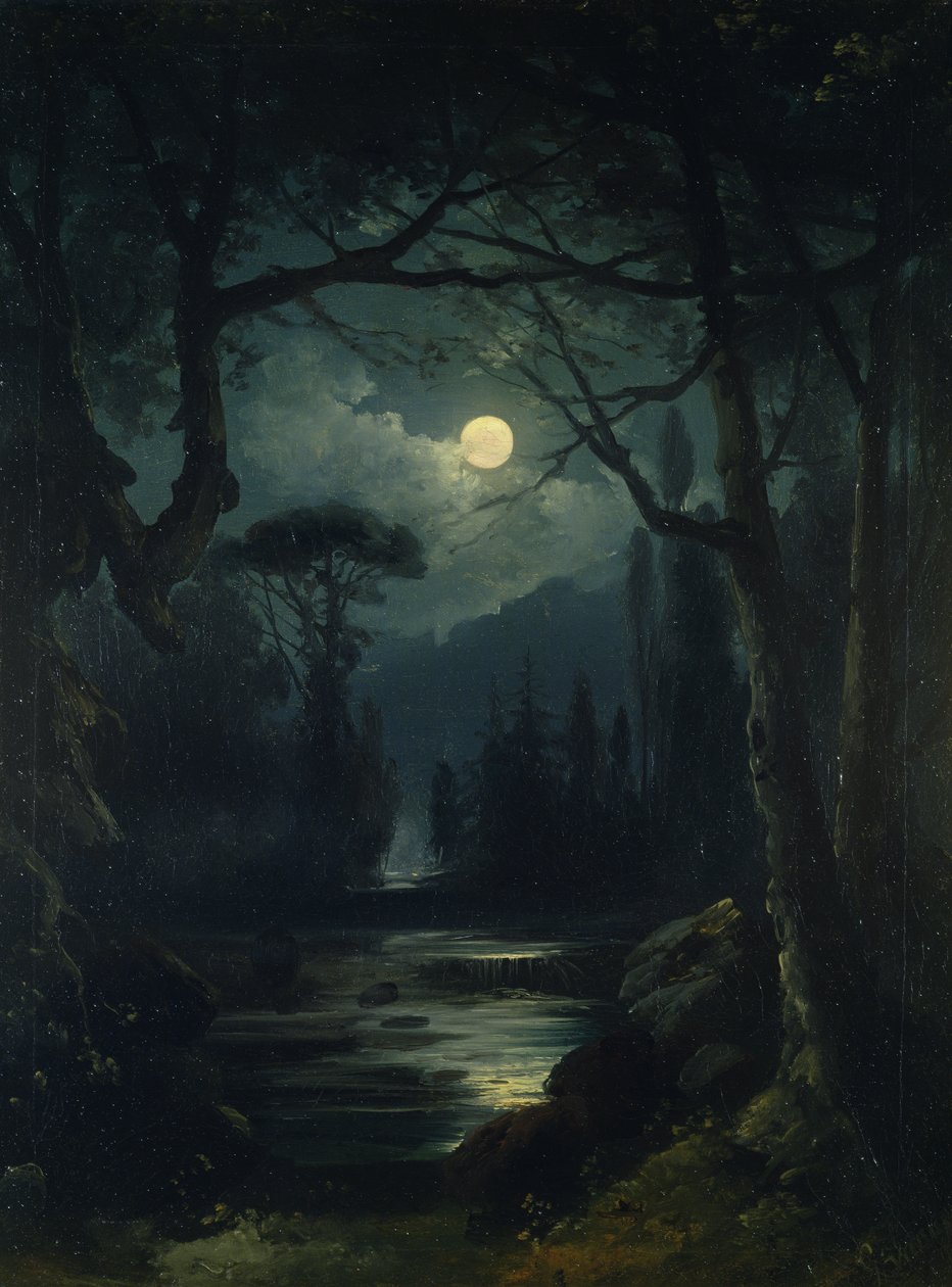 Scène boisée au clair de lune - Ottoman School