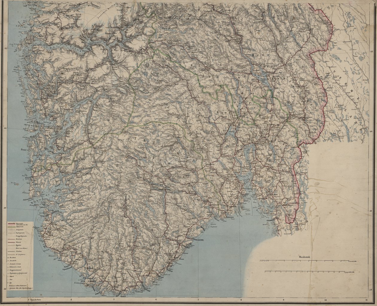 Carte routière de Norvège - P.A. Munch