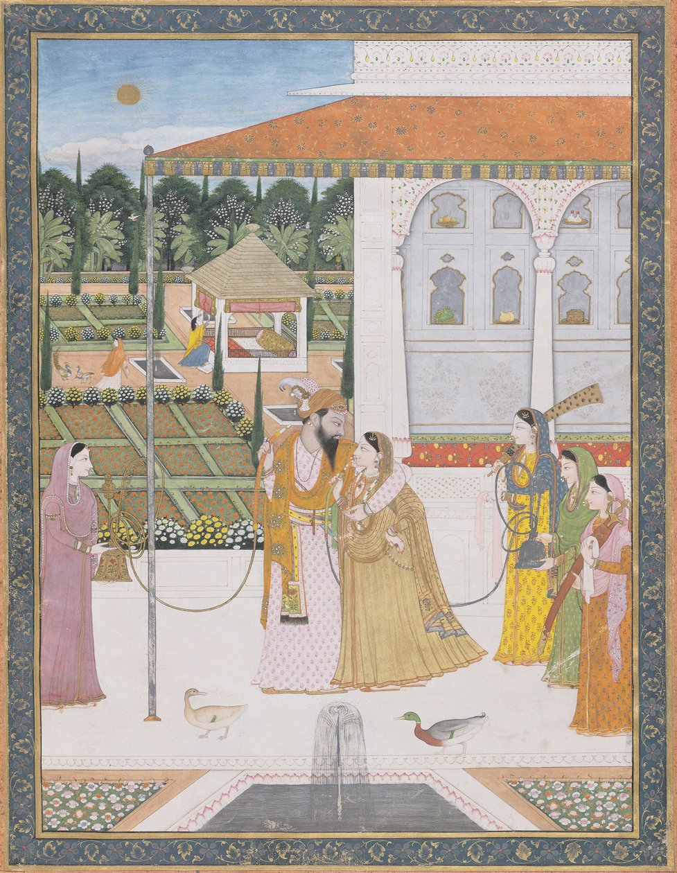 Un couple marchant - Pahari School