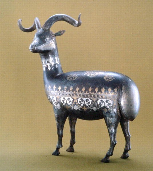 Chèvre en damasquiné (zinc, cuivre et argent) - Pakistani School