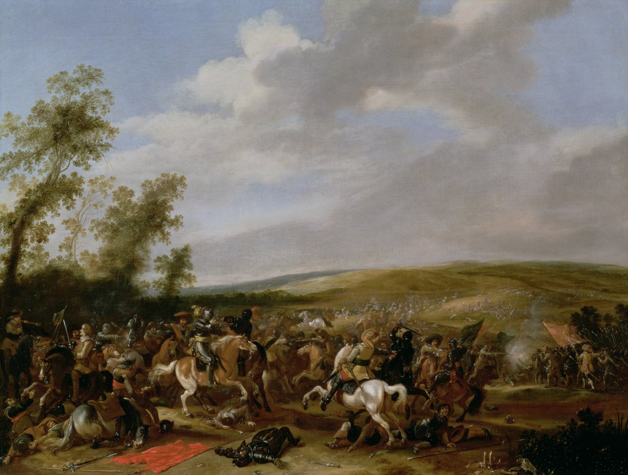 Scène de bataille à Lützen entre le roi Gustave-Adolphe de Suède et les troupes de Wallenstein, 1632 - Anthonie Palamedesz