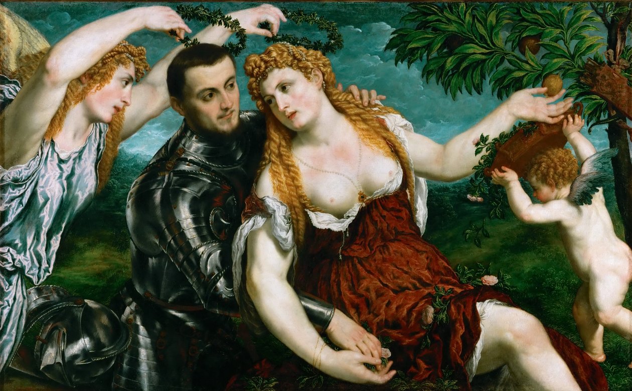 Allégorie (Mars, Vénus, Victoria et Cupidon) Vénus, Mars et Cupidon couronnés par la Victoire - Paris Bordone