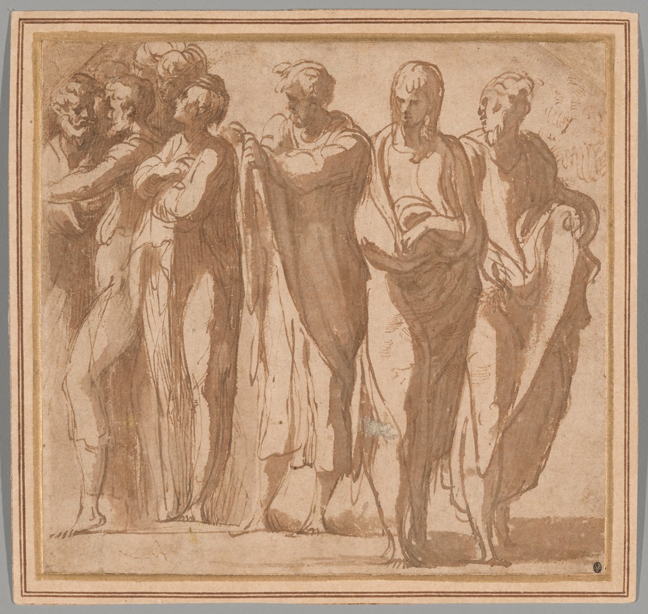 Groupe de neuf personnages debout - Parmigianino