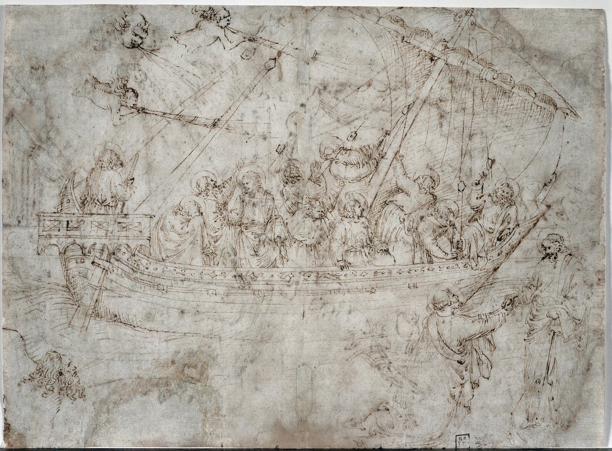 Deux dessins de navires (verso) - Parri Spinelli