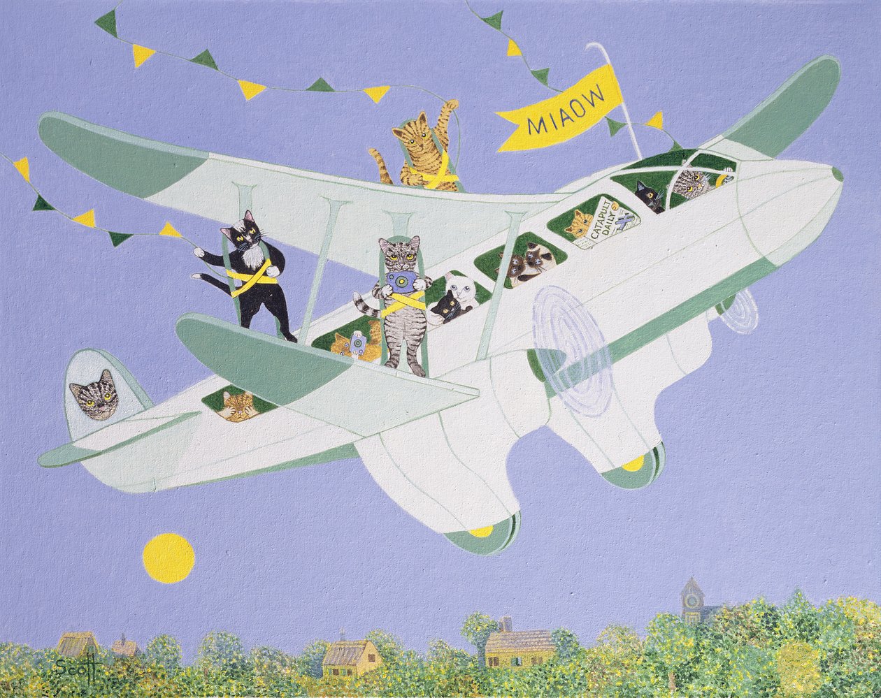 Cat Air Show (acrylique sur toile) - Pat Scott