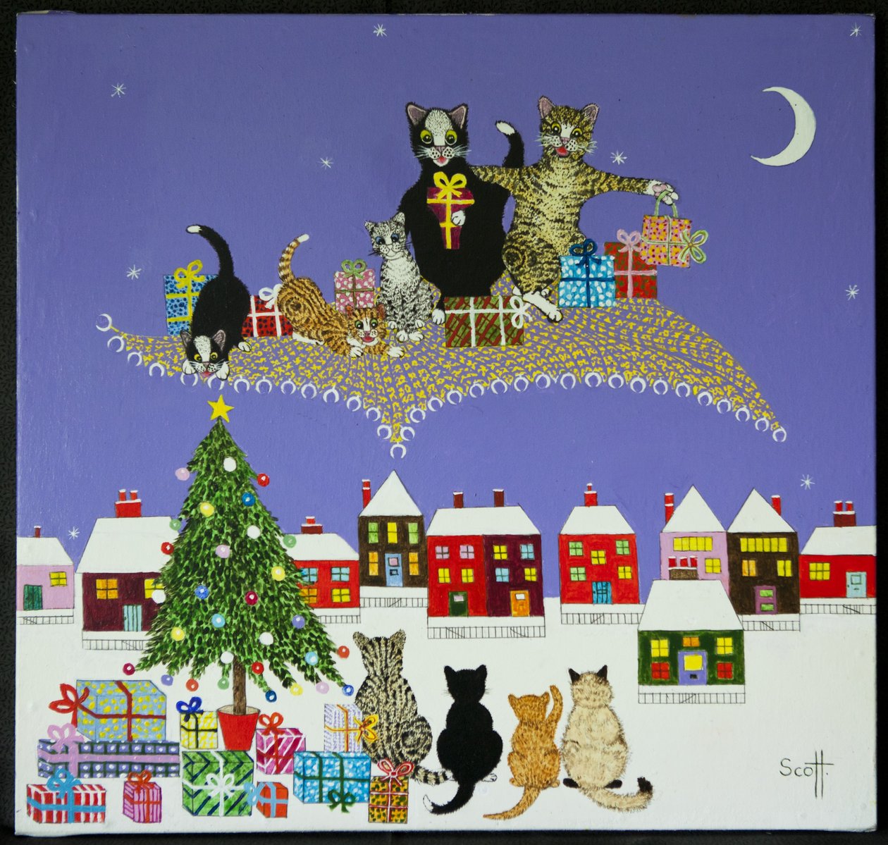 Magie de Noël (acrylique sur calicot) - Pat Scott