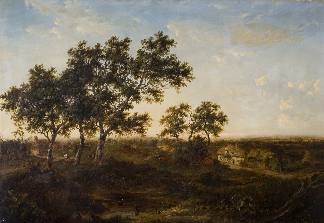 Paysage avec cottage et personnages, début du 19e siècle - Patrick Nasmyth