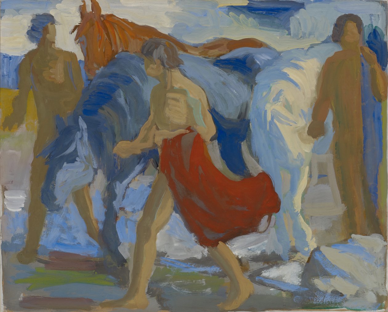 Jeunes hommes avec des chevaux, c.1913-15 - Paul Altherr
