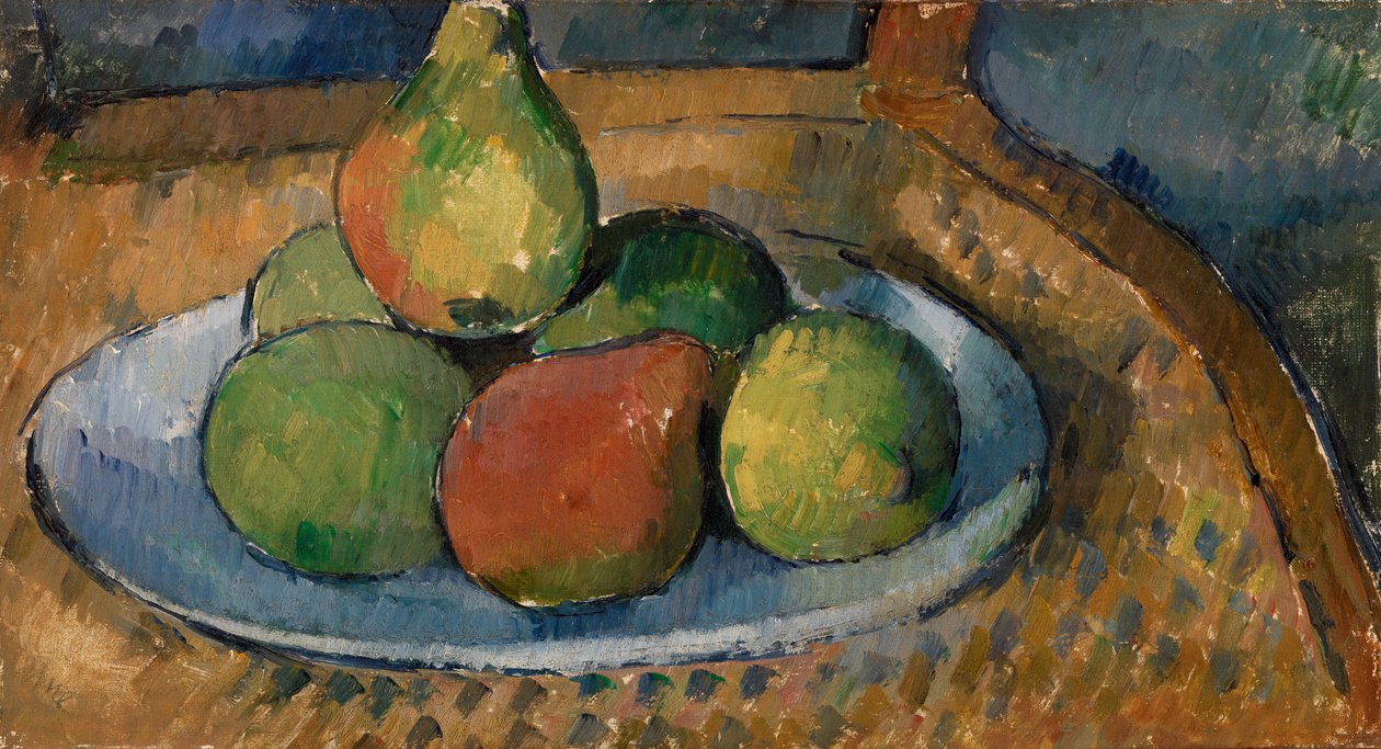 Assiette de fruits sur une chaise, 1879-80 - Paul Cézanne