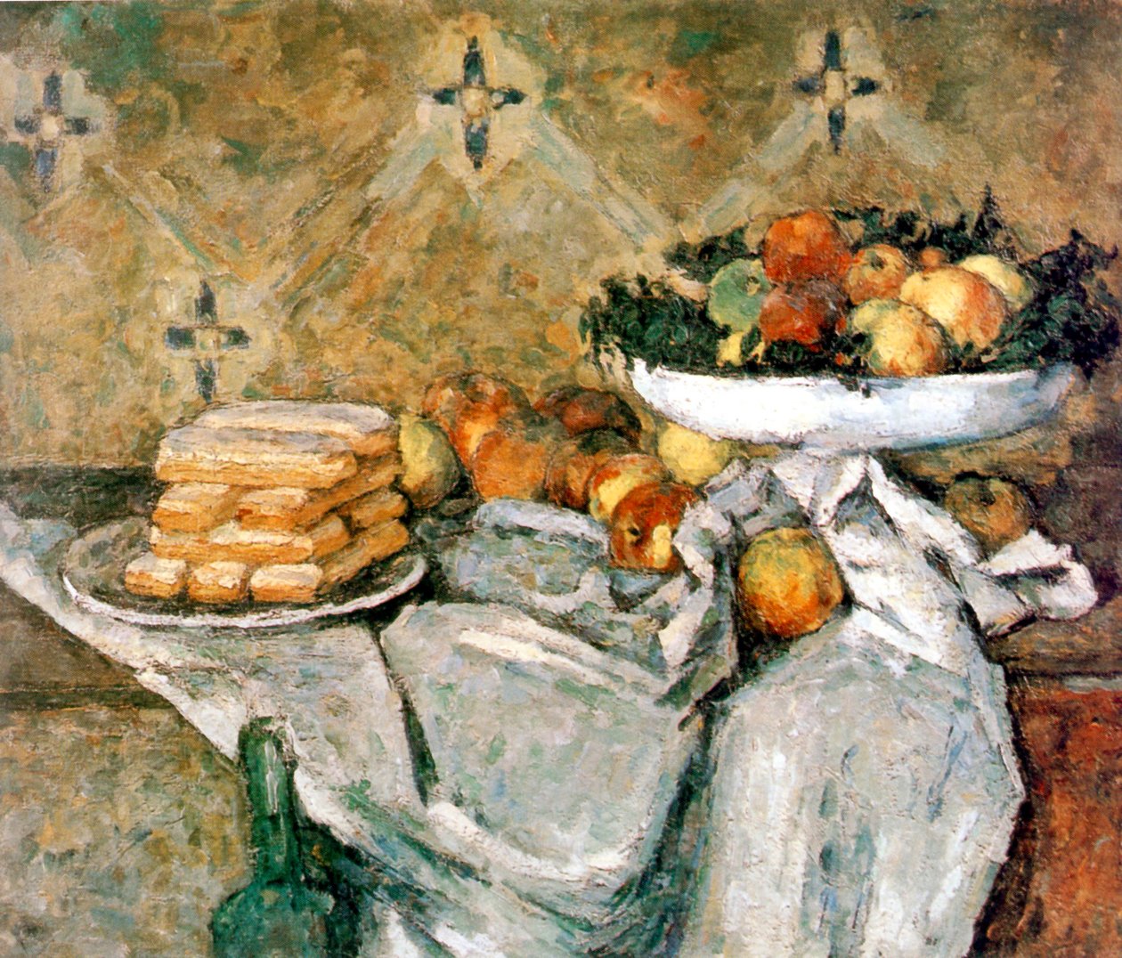 Assiette avec fruits et biscuits à la cuillère - Paul Cézanne