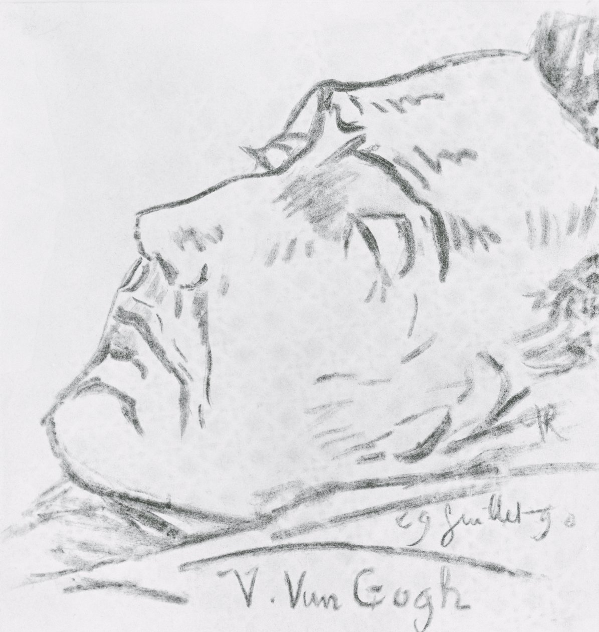 Portrait de Vincent Van Gogh (1853-90) sur son lit de mort, 29 juillet 1890 - Paul Gachet