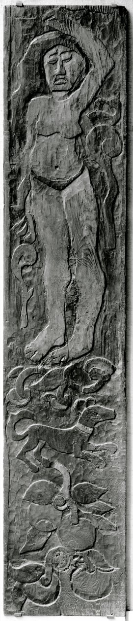 Panneau vertical sculpté du cadre de porte de la dernière résidence de Gauguin à Atuona sur Hiva Oa (Îles Marquises), 1902 - Paul Gauguin