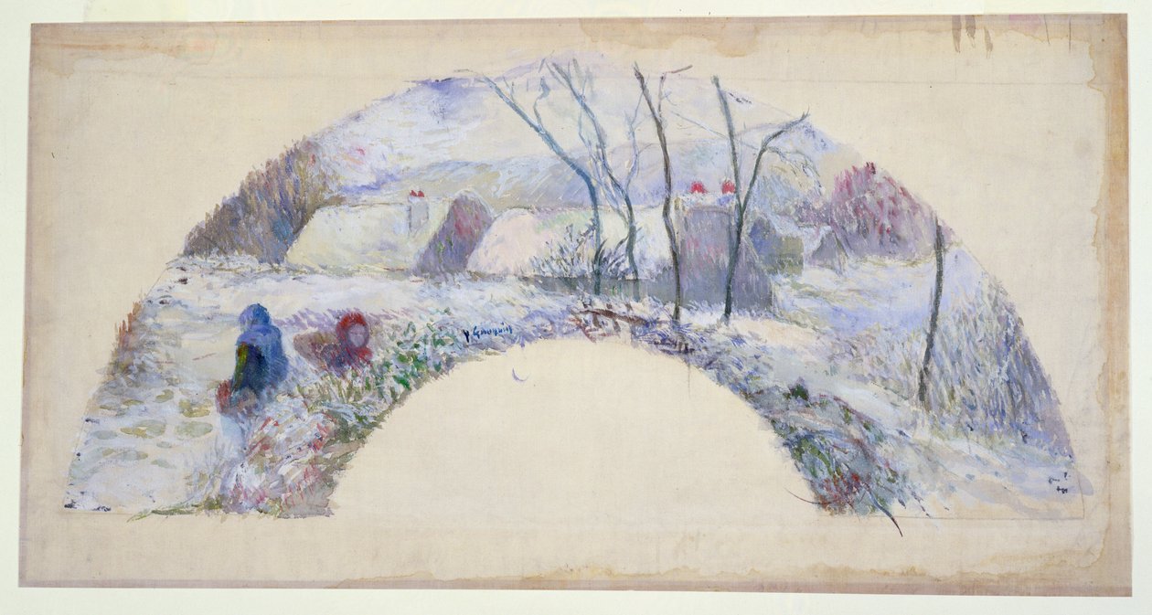 Jardin sous la neige, design pour un éventail, c.1885 - Paul Gauguin