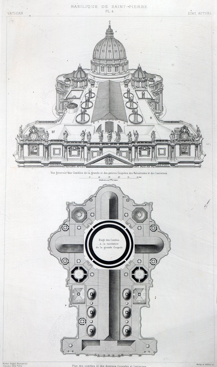 Plan du toit de Saint-Pierre, Rome, de 