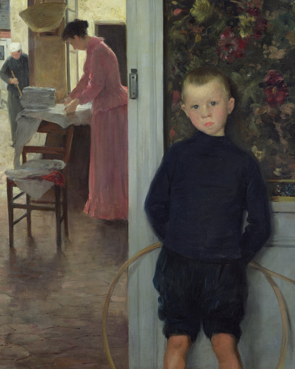 Intérieur avec femmes et enfant - Paul Mathey