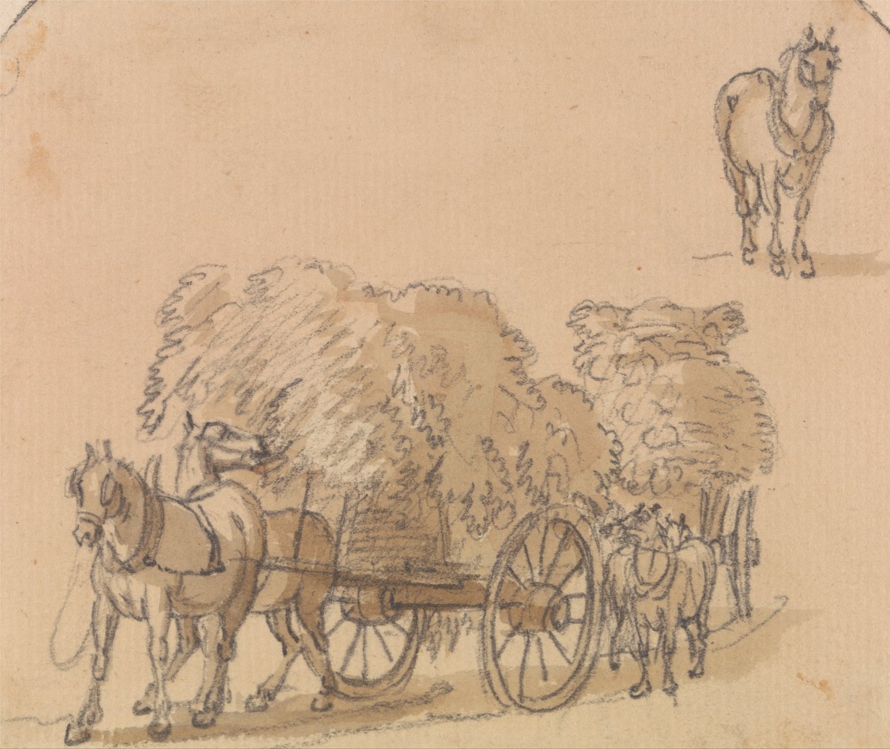 Deux Chariots de Foin Chargés avec des Chevaux - Paul Sandby