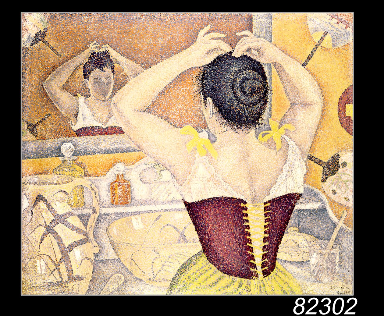 Femme à sa toilette portant un corset violet - Paul Signac