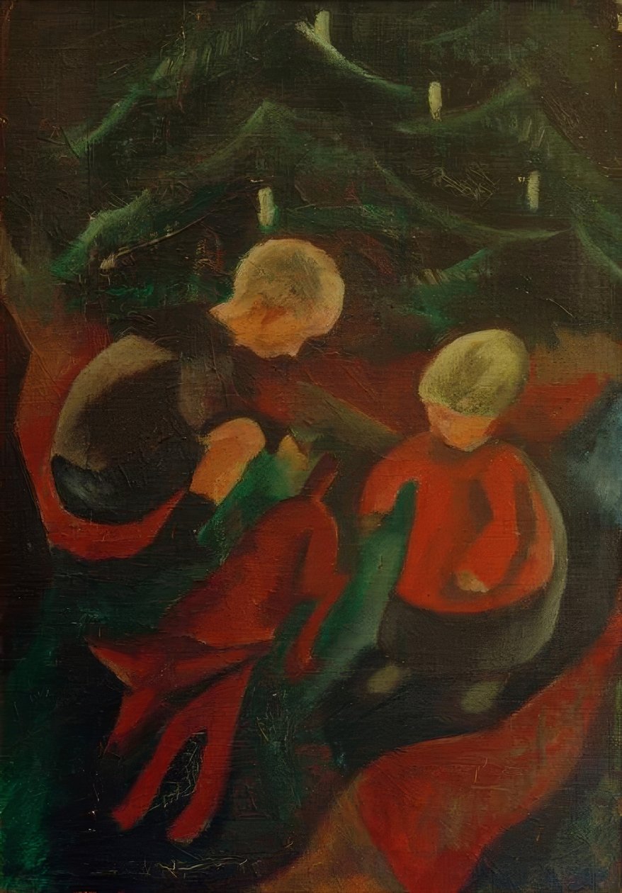 Deux enfants sous le sapin de Noël - Paul Adolf Seehaus