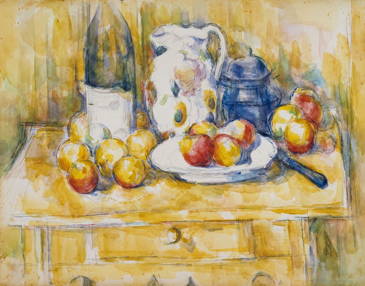 Nature morte avec pommes sur un buffet - Paul Cézanne