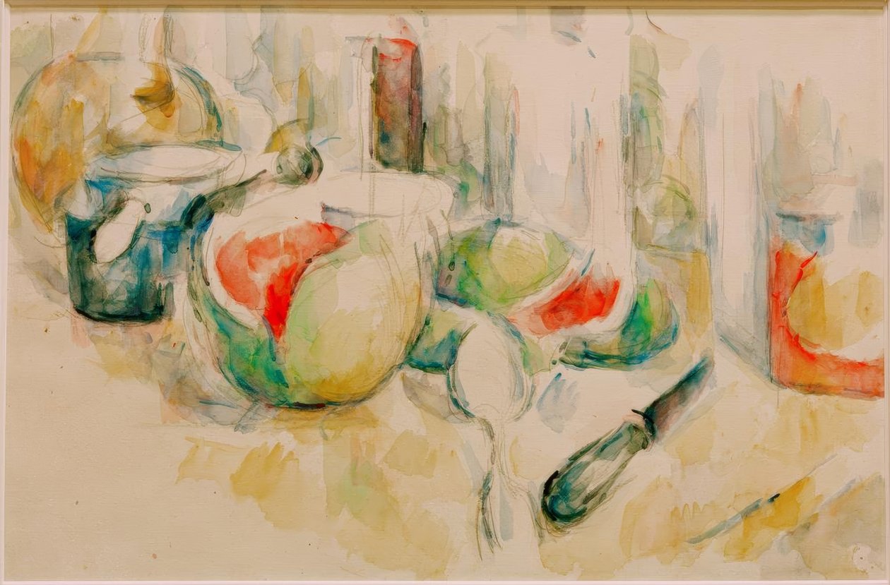 Nature morte avec pastèque entamée - Paul Cézanne