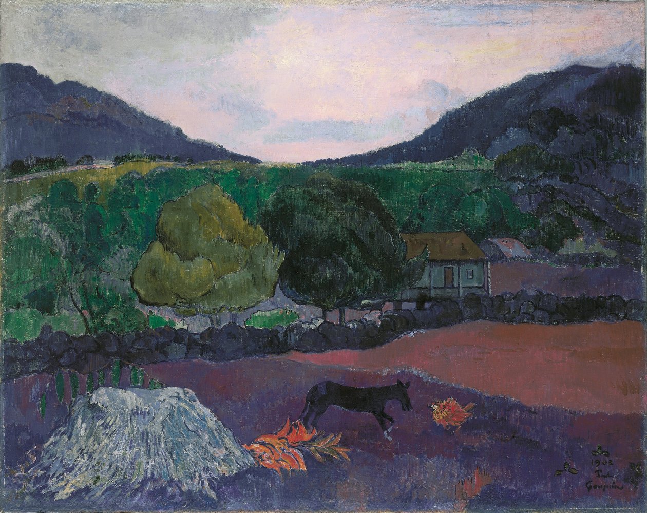 French :  Paysage avec chien Landscape with Dog - Paul Gauguin